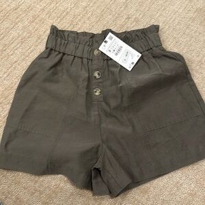 ZARA | Khaki | BUTTONED PAPERBAG SHORTS